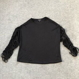 Express Black Top With Ruched Sleeves